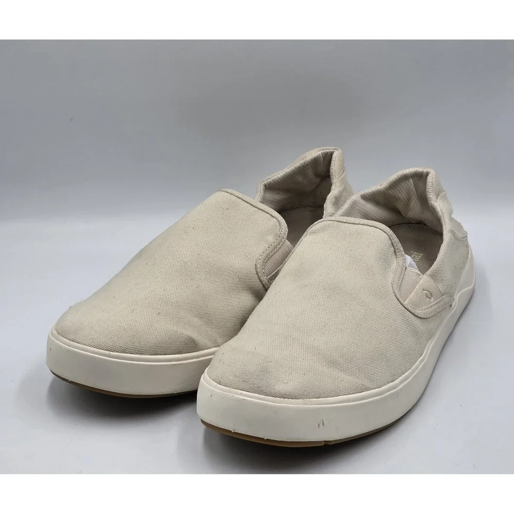 OluKai Canvas Slip On Sneakers Cream Off White Men's Size 12